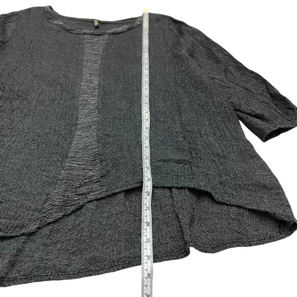 Khangura Linen Asymmetric Tunic Top Black 1X Lagenlook Boho Art Teacher‎ Artsy - Picture 8 of 9